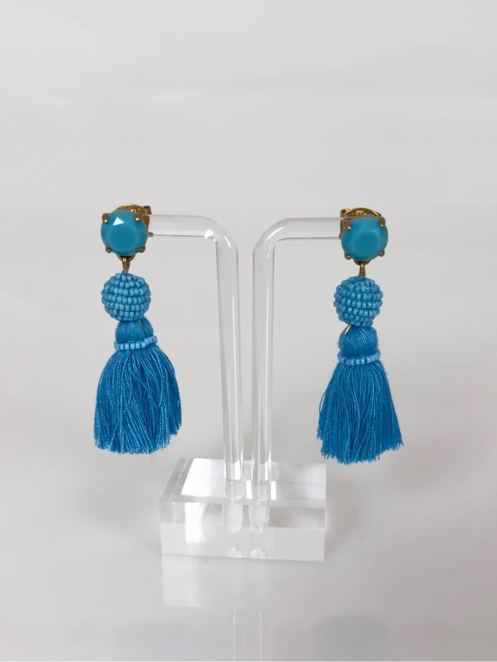 J.Crew Blue Beaded Tassel Drop Earrings